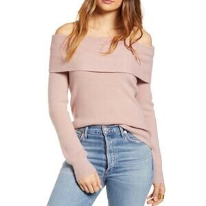 NWT Leith Pink ribbed off the shoulder sweater womens 2XL XXL Nordstrom
